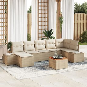 vidaXL Set de Sofa de Grădină 8 pcs Bej și Alb Ratan poli, Poliester