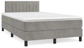 3269849 vidaXL Pat box spring cu saltea, gri deschis, 120x190 cm, catifea