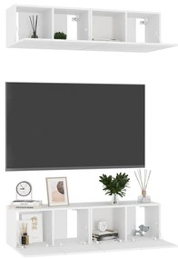 Set dulapuri TV, 4 piese, alb, 60x30x30 cm, PAL Alb, 60 x 30 x 30 cm, 4