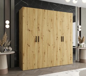 Dulap de haine 200 cm Borry 1 (Stejar artisan + Negru). 1125767