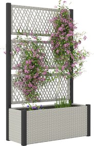 Outsunny Jardinieră înaltă cu spalier în aspect ratan, jardiniere cu suport pentru plante cățărătoare 90 x 35 x 148cm Gri | Aosom Romania