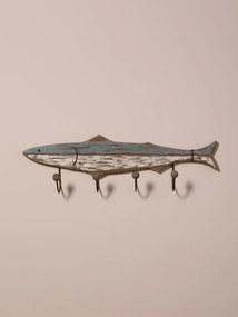 Cuier de perete din lemn de paulownia, cu 4 agatatori, „Shark”