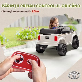 AIYAPLAY Mașină Electrică pentru Copii TOYOTA Land Cruiser 12V cu Telecomandă, Vârsta 3-6 Ani, Alb | Aosom Romania