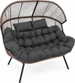 Canapea de gradina AURELO cu doua locuri 146 cm, maro