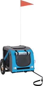 vidaXL Remorcă bicicletă animale companie, albastru/gri, oxford/fier