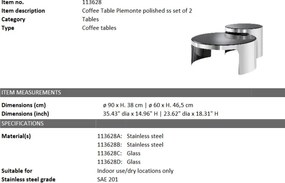 Set 2 masute de cafea design elegant LUX Piemonte, nickel 113628 HZ