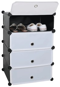 Organizator de pantofi modular, negru   alb, PORET