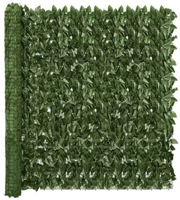 Paravan de balcon, frunze verde inchis, 400x150 cm