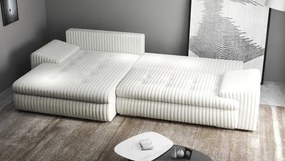 Colțar extensibil dumonde cu ladă de depozitare si sezut confortabil din spuma high-density, Leonardo Ambience Ivory 260x185 cm