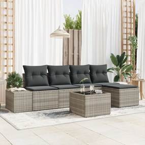 vidaXL Set de canapele pentru grădină 6 pcs Gri deschis Rattan poli