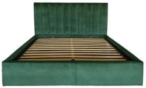 Pat Tapițat RUMBA, cu somieră rabatabilă și ladă de depozitare, VERDE, 160x200 CM