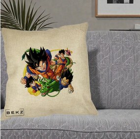 Perna Personalizata Dragon Ball Goku si Shenron Actiune, 40x40 cm, Crem, Husa Detasabila, Perna Inclusa, BEKZ®