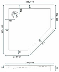 Cadita dus Rea Diamond 90x90 cm alb