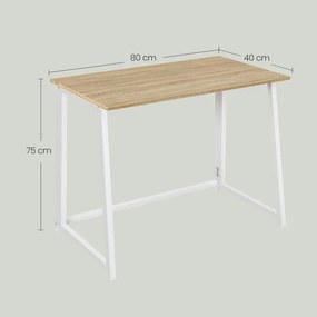 Set pentru birou ZARIMO masa 80x40 cm, alb/stejar sonoma + scaun AVOLA din piele ecologica, roz