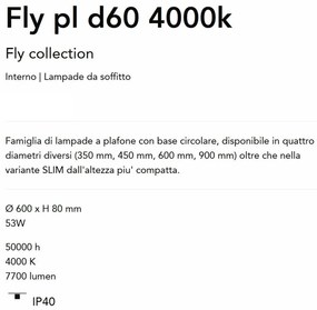 Plafoniera LED moderna Fly pl d60 4000k negru
