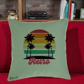 Perna Decorativa Retro Sunset Palmieri, 40x40 cm, Verde, Husa Detasabila, Perna Inclusa, BEKZ®