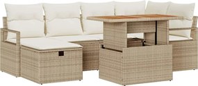vidaXL Set de canapele pentru grădină 7 pcs Bej poliratan