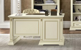 Birou lemn masiv crem Victoria Patinat, 145 × 75 × 78 cm