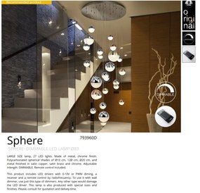 Lustra LED dimabila casa scarii XXL cu telecomanda Sphere 27L SV-793960D