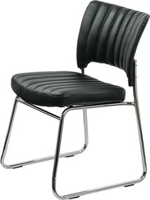 Scaun vizitator negru HRC 613 din piele ecologică și cadru cromat