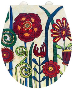 Capac WC 37 x 44,5 cm Easy-Close (cu închidere automată) Rollin'Art Red Blossom – Wenko