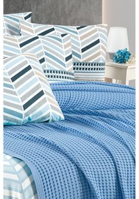 Cuvertură albastră din bumbac 220x240 cm Waffle – Mila Home