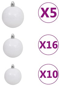 Set pom Craciun artificial LED-urigloburi rosu 240 cm PVC 1, Rosu si gri, 240 cm