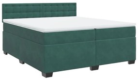 3286417 vidaXL Pat box spring cu saltea, verde închis, 200x200 cm, catifea