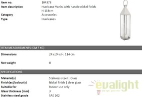 Suport lumanare design LUX Vanini L, nickel 104378 HZ