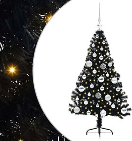 vidaXL Pom de Crăciun artificial pre-iluminat Negru 120 cm PVC
