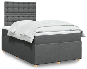 vidaXL Pat box spring cu saltea, gri închis, 120x190 cm, textil