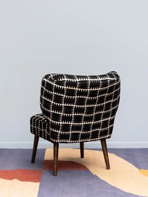 Fotoliu de accent tapițat cu forme geometrice, structură din lemn de mango, „Waka”