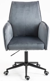 HR280K Scaun Grafit din Catifea cu Bază Neagră