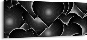 Tablou cu inimile alb - negre (120x50 cm)