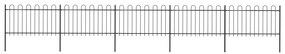 Gard de gradina cu varf curbat, negru, 8,5 x 1 m, otel 1, 1 m, 8.5 m