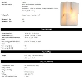 Aplica de perete LUX din alabastru Fabiano