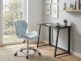Set pentru birou ZARIMO masa 80x40 cm, neagra + fotoliu AVOLA VELVET, albastru deschis