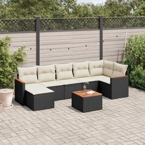 3226196 vidaXL Set mobilier de grădină cu perne, 8 piese, negru, poliratan