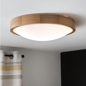Brilagi-LED plafonieră dimabilă RGBW CARVALHO SLIM, 2x E27/9W/230V, Wi-Fi, stejar, Ø37 cm
