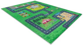 BAMBINO 2660 covor lavabil Oraș, străzi pentru copii anti-alunecare - verde / gri