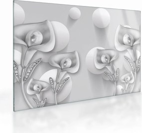 Tablou pe sticlă -Design flori (70x50 cm)