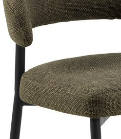 MAZZONI EXPORT IRIS Verde Măsliniu (țesătură Basel 77) - SCAUN MODERN TAPIȚAT CU ȚESĂTURĂ ÎMPLETITĂ PENTRU SALON/SUFRAGERIE LOFT