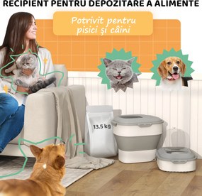 PawHut Recipient pentru Crochete de Câini Capacitate 5-25L cu Închidere Ermetică Gri | Aosom Romania