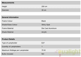 Stalp exterior stil clasic IP43 H250cm Reika negru AL 11-1174/1 schwarz OR