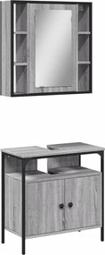 vidaXL Set mobilier de baie, 2 piese, gri sonoma, lemn prelucrat