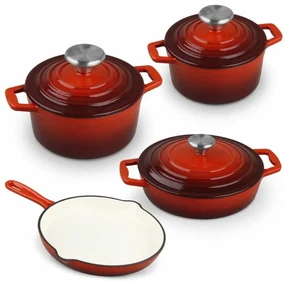 Set oale fonta masiva Xanten Premium Red, emailate 4 piese