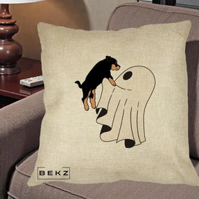 Perna Decorativa Caine Rottweiler Fantoma Halloween, 40x40 cm, Crem, Husa Detasabila, Perna Inclusa, BEKZ®