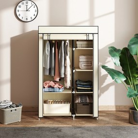 HOMCOM Dulap portabil din otel, netesut si PP cu 6 rafturi deschise, 1 cuier si usa cu balamale, 103x43x162,5 cm, gri | Aosom Romania
