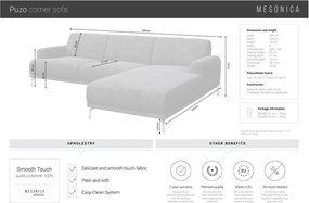 Colțar cu șezlong pe partea stângă MESONICA Puzo, gri antracit