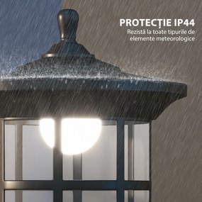 Outsunny Set de două lampioane solare tradiționale de 1,8m - Negru | Aosom Romania